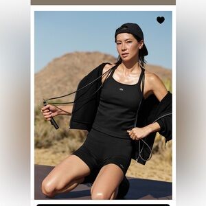 ALO Yoga Black Ribbed Tank Top